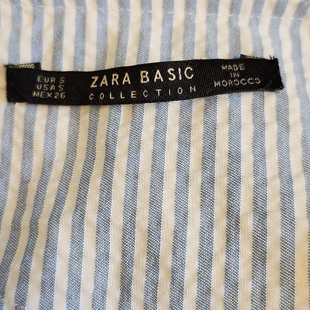 Zara Basic Collection Blue & White Striped Seersu… - image 7